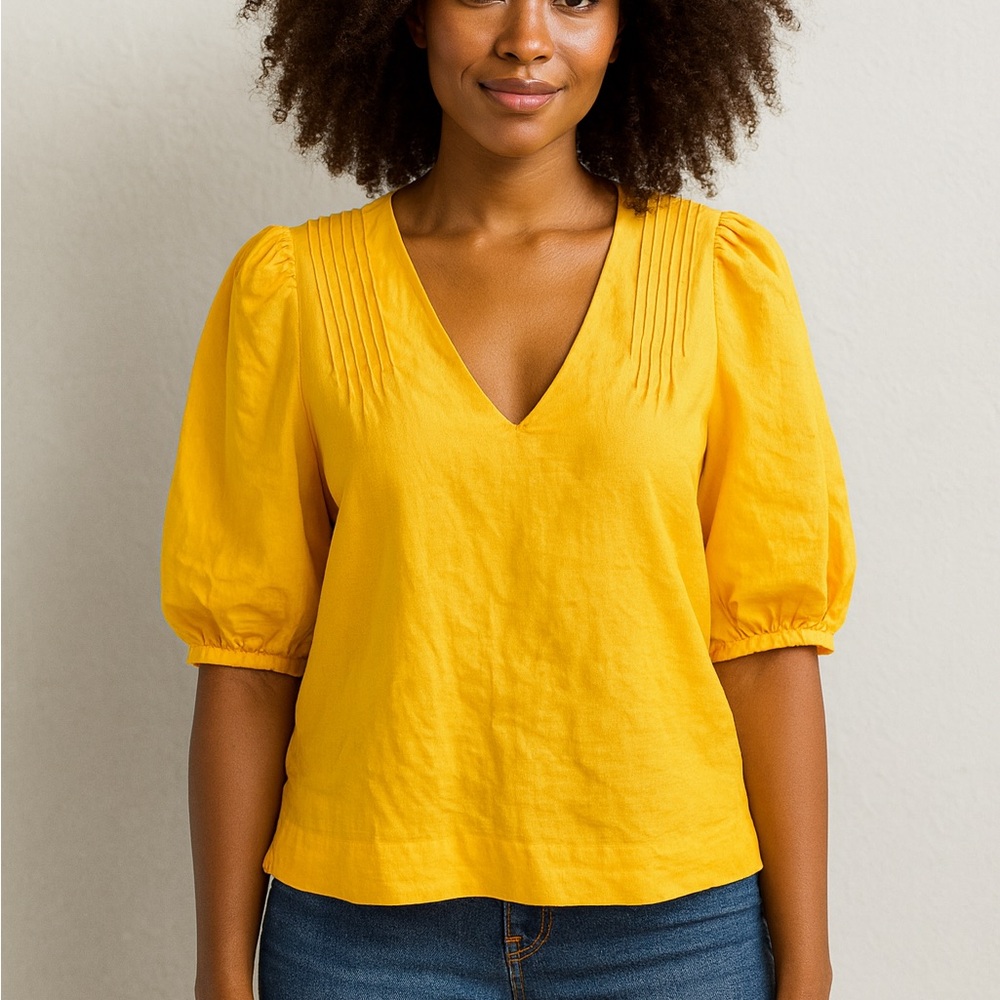 Sunny‎ Yellow V-Neck Blouse